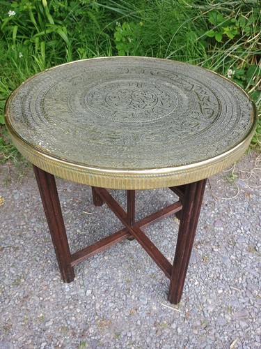 Vintage brass round occasional - brass,